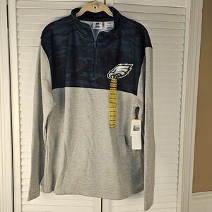 NWT NFL Team Apparel Zubaz Mens Philadelphia Eagles 1/4 Zip Pullover Sweater Med